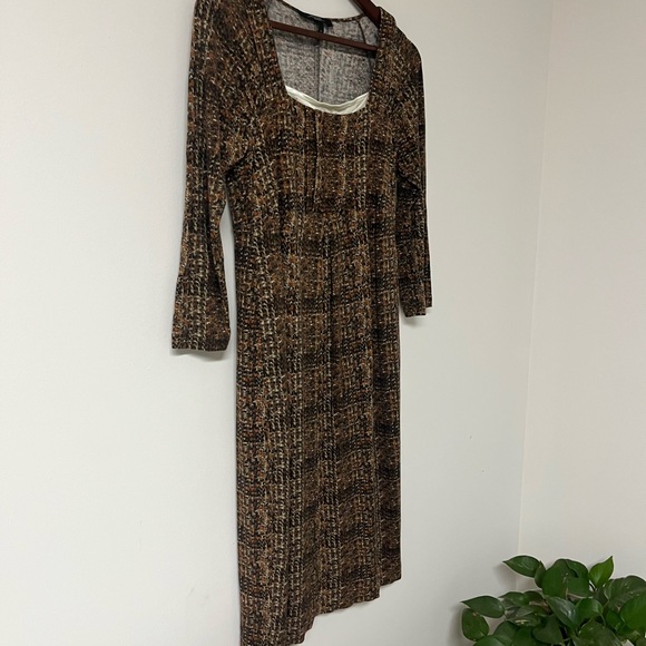 Max Mara Brown Textured Square Neck Sheath Dress with Slip - Size M - Picture 4 of 8